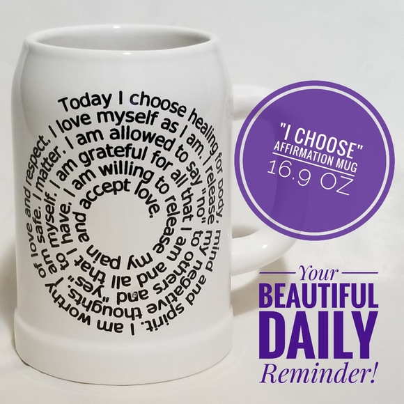 "Today I Choose" Ceramic Affirmation Mug 16.9oz. - Picture 1 of 9